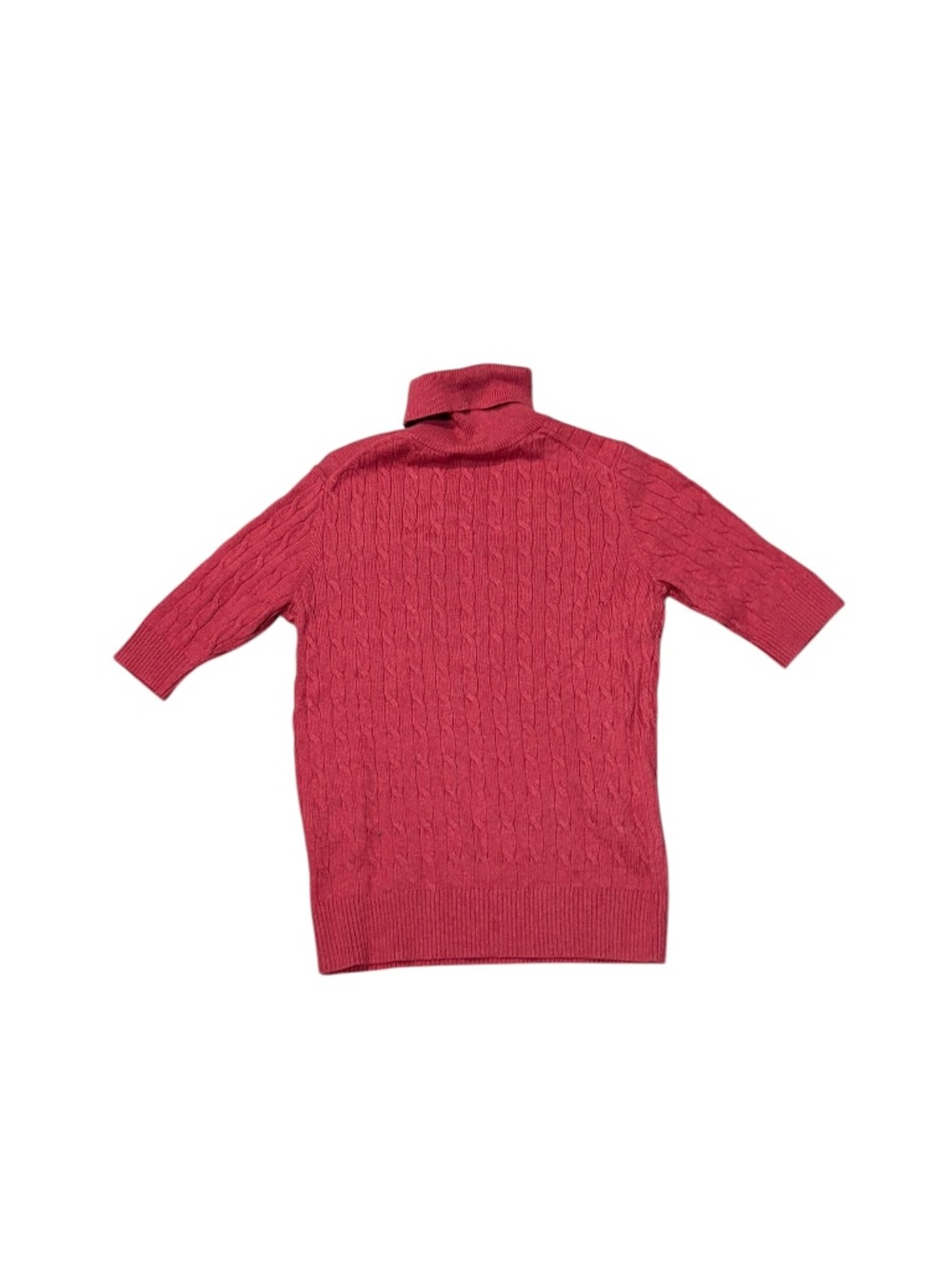 Lands end dark pink turtleneck shirt sleeve cable knit top sweater nwt